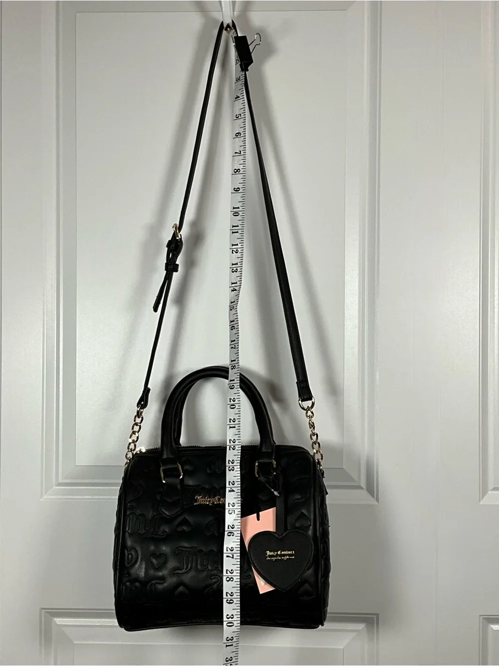 Juicy Couture Fame Satchel Black Embossed Matching Wallet & Cardholder NWT